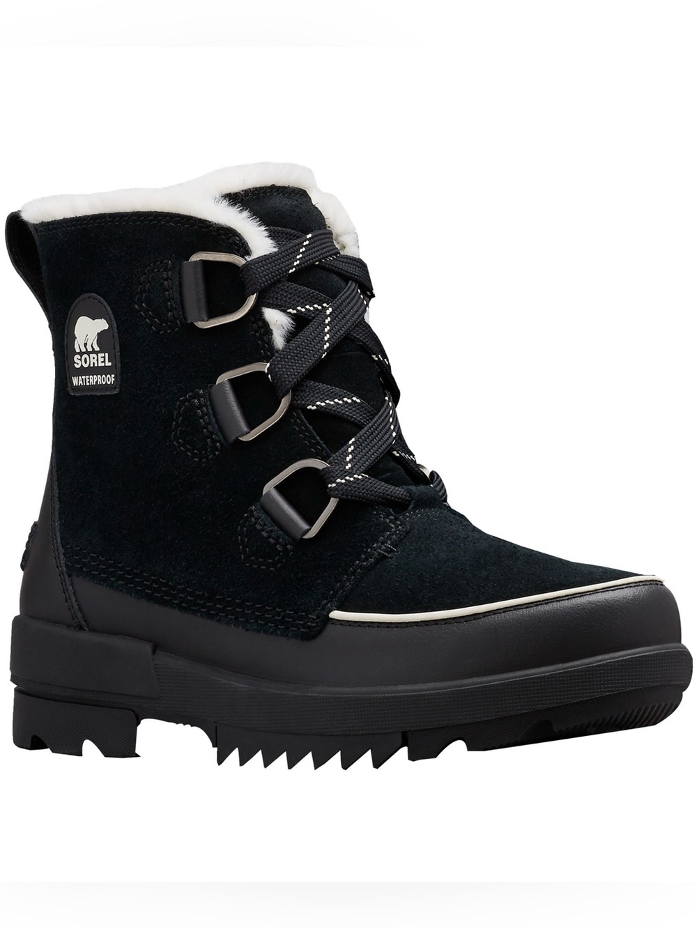 Sorel Tivoli IV Black Suede Waterproof Fur Trim Lace Up Winter Ankle Boot 7